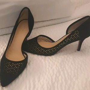 Nine West black suede heels